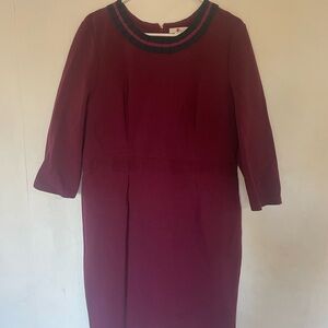 Boden maroon/burgandy with navy trim ottoman dress. Size 16.